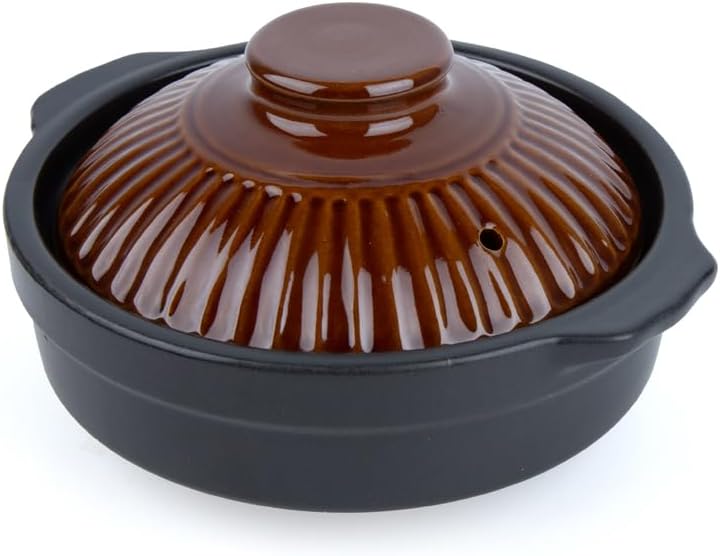 DAISO Sogi Earthenware Pot Brown & Black 17cm – Traditional Clay Cooking Pot for Soup, Stew & Hot Pot Dishes - Image 2